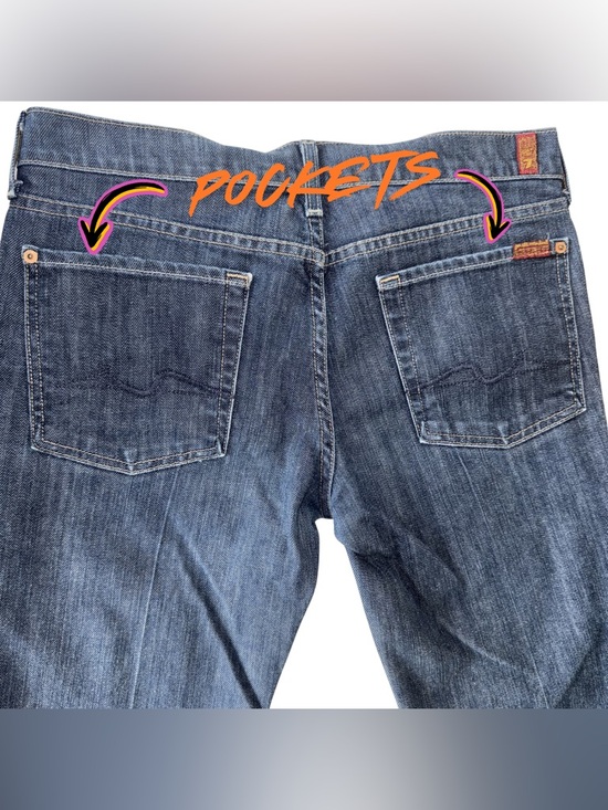 7 For All Mankind Long Bootcut Jeans | Size 32 Dark Wash - Picture 6 of 10